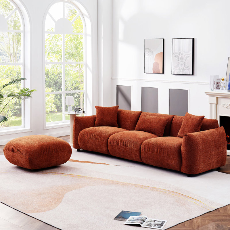 Mid century modern sofa with ottoman discount